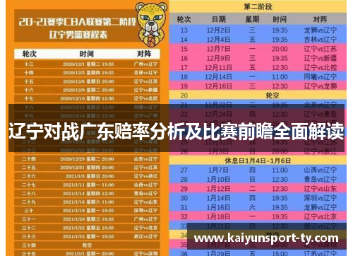 辽宁对战广东赔率分析及比赛前瞻全面解读
